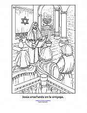 Jesus Teaching In The Synagogue Esp Coloring