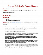 Pray and Don’t Give Up Preschool Lesson