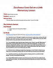Zacchaeus Goes Out on a Limb Elementary Lesson Plan