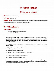 In Heaven Forever Elementary Lesson Plan