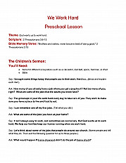 We Work Hard Preschool Lesson Plan