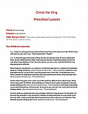 Christ the King Preschool Lesson Plan