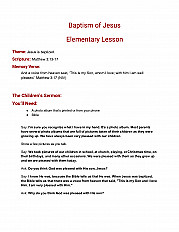 Baptism of Jesus Elementary Lesson