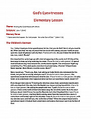 God’s Eyewitnesses Elementary Lesson
