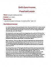God’s Eyewitnesses Preschool Lesson