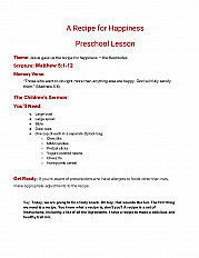 A Recipe for Happiness Preschool Lesson