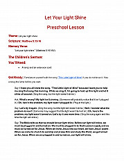 Let Your Light Shine Preschool Lesson