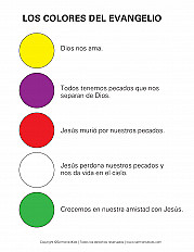 Los Colores del Evangelio hoja para la primaria