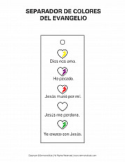 Separador de colores del evangelio hoja para niños de preescolar