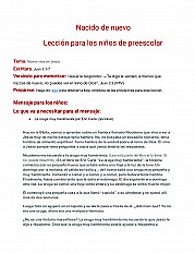 Nacido de nuevo Lección para los niños de preescolar