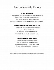 Lista de letras de himnos