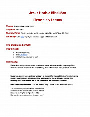 Jesus Heals a Blind Man Elementary Lesson