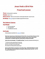 Jesus Heals a Blind Man Preschool Lesson