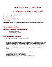 Jesús sana a un hombre ciego lección para niños preescolares