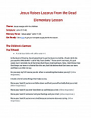 Jesus Raises Lazarus From the Dead Elementary Lesson