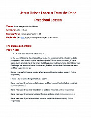 Jesus Raises Lazarus From the Dead Preschool Lesson