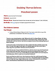 Doubting Thomas Believes Preschool Lesson