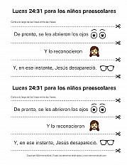 Lucas 24:31 material para los niños preescolares