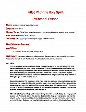 Filled with the Holy Spirit  - Preschool Lesson