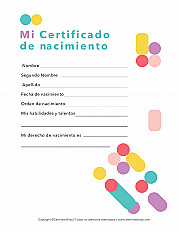 Mi certificado de nacimiento - hoja de actividad
