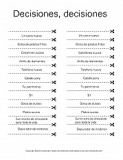 Decisiones decisiones - hoja para actividad