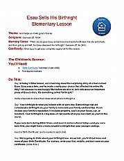 Esau Sells His Birthright Elementary Lesson