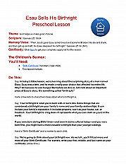 Esau Sells His Birthright Preschool Lesson