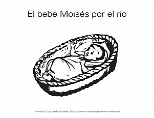 El bebé Moisés - Hoja de actividad para preescolar