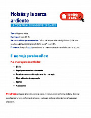 Moisés y la zarza ardiente Lección para los niños preescolares