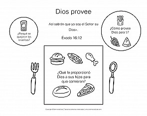 Dios provee - hoja de actividad para primaria