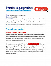 Practica lo que predicas Lección para los niños preescolares
