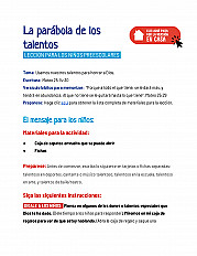 La parábola de los talentos Lección para los niños preescolares