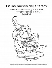 En las manos del alfarero preescolar hoja para colorear