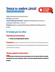 Invoca su nombre_ ¡Jesús!  Lección para preescolar