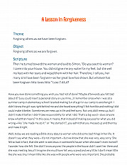 A Lesson in Forgiveness Sermon