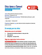 Dios llama a Samuel  Lección para primaria superior