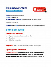Dios llama a Samuel  Lección para preescolar