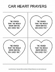 Car Heart Prayers Lower Elementary Handout
