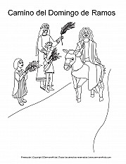 Camino del Domingo de Ramos - Pagina de colorear Preescolar Folleto