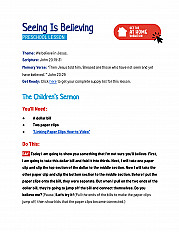 Seeing Is Believing -  PRESCHOOL Lesson