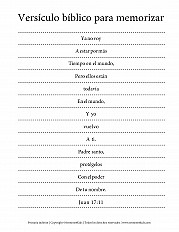 Versículo bíblico para memorizar - hoja de actividad