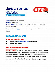 Jesús ora por sus discípulos Lección para preescolar