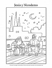 Jesús y Nicodemo - Preescolar hoja de actividad