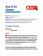 Jesus Is Our Lifesaver -  LOWER Elementary Lesson