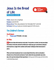 Jesus Is the Bread of Life -  PRESCHOOL Lesson