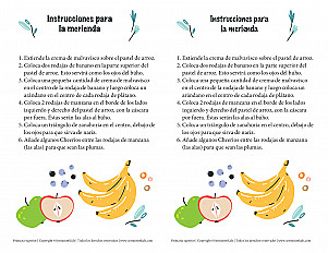 Instrucciones para la merienda - Primaria superior hoja de actividad