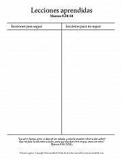 Lecciones aprendidas - Primaria superior - Hoja de actividad