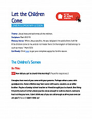 Let the Children Come -  LOWER Elementary Lesson