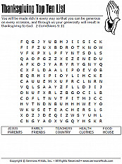 Thanksgiving Top Ten List