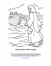 Jesus Walks On Water Coloring Page
